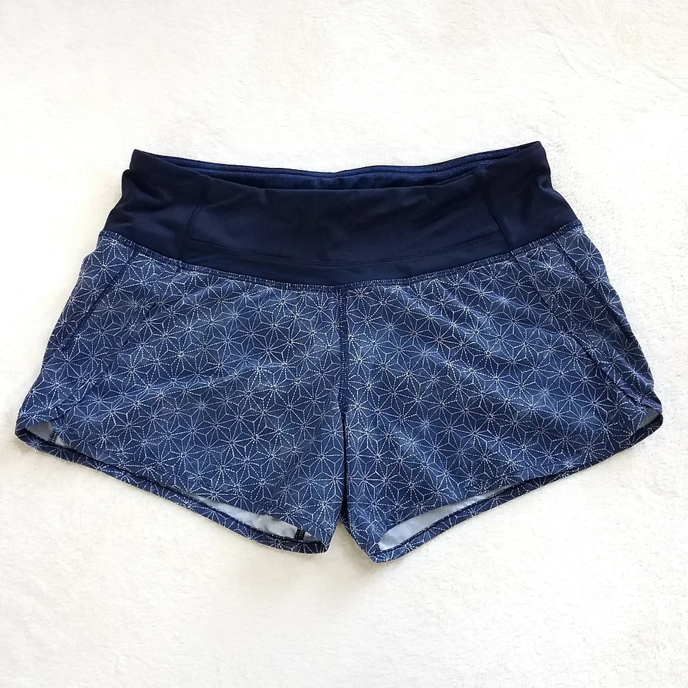 Lululemon Run Speed Shorts Sashiko Star Inkwell‎ Ghost Inkwell Print Size 6